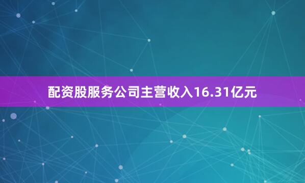 配资股服务公司主营收入16.31亿元